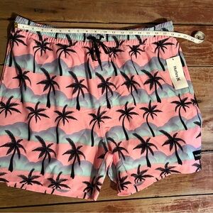 Mens bathing suit Hurley Pink and Black Swim Shorts